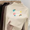 Camiseta de Manga Larga de Cuello Alto para Niña Estilosa Ropa de Otoño/Invierno Infantil De Rong Capa Base Cálida Top Versátil con Volantes