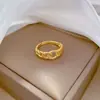 [Real Gold] luz de luxo cadeia de diamante cheio anel de abertura ajustável pulseira simples anel japonês anel casal