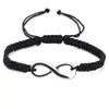 Pulsera trenzada ajustable de aleación simple con símbolo de infinito 8 palabras, pulsera de amistad creativa europea y americana para parejas, pulsera pulsera pulsera