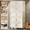 Armário de Armazenamento Dobrável Multicamadas com Porta Sem Instalação Armário de Armazenamento Doméstico Organizador de Roupas Brinquedos Caixa Prateleira Móvel