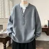 Estilo Old Money Retro Jersey de Punto Grueso Falso de Dos Piezas Cuello Alto Hombre Otoño Invierno Cuello Semi-Alto Cálido Perezoso Versátil