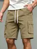 Shorts de Trabalho Masculino Verão Casual Comprimento Médio Calça Reta 2025 High Street Ins Cor Sólida Solto Shorts Esportivos para Homens