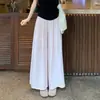 Pantalones Culotte de Lino Blanco para Mujer, Verano Delgados de Cintura Alta Adelgazantes Pierna Recta Casuales con Caída Relajada, Adecuados para Figuras Pequeñas, Hechos de Seda de Hielo Pantalones de Pierna Ancha