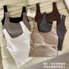 Coletes Sexy de Algodão Puro para Meninas com Gola Quadrada Vazada de Ombro Largo para Mulheres com Bojo Fixo Roupa Externa Elegante Emagrecedor Confortável Coletes Base
