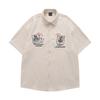 Camisa de pana de manga corta bordada con cachorro lindo retro estilo americano para hombre y mujer, verano holgada casual para pareja