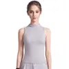 Top de yoga com gola alta, sensação de nuvem em gaze de pena, secagem rápida, respirável, regata esportiva sem sutiã, em estoque para atacado direto da fábrica