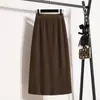 Falda de Punto con Abertura Nueva Maillard para Mujer Tallas Grandes Otoño e Invierno Look Adelgazante para Gorditas Cubre Vientre Cintura Alta Falda Línea A para Cadera