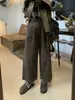 Pantalones Cropped Rectos Sueltos Tridimensionales de Algodón Lavado de Alto Recuento para Mujer Principios de Otoño Sueltos Casuales de Pierna Ancha