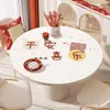 Toalha de mesa de couro para celebração de casamento, noivado, sala de estar, mesa de jantar, mesa de centro, jogo americano redondo, à prova d'água e à prova de óleo, personalizável
