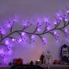 Lámpara de árbol de simulación de ratán LED de Halloween, lámpara de ratán con diseño de calabaza, murciélago araña, atmósfera de festival fantasma, lámpara de árbol decorativa