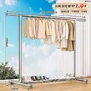Secador de roupas de chão em tubo de aço inoxidável, espessado e reforçado, para uso em varanda, secador de roupas telescópico de poste único, cabideiro de quarto