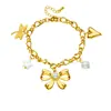 Pulsera con Colgante de Acero Inoxidable Chapado en Oro, Moda Nueva Transfronteriza, Lujo Ligero, Lazo, Perla, Libélula, Estrella de Cinco Puntas