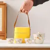 Horno Ru Caqui Ruyi Tetera de Mano Set de Té de Viaje con Tetera de Cerámica Agrietada Logo del Set de Té de Viaje Disponible