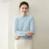 Suéter de Cachemir 100% Puro Otoño/Invierno para Mujer, Grosor Medio, Cuello Semi Alto, Jersey de Manga Raglán, Versátil, Cálido, Capa Base Superior