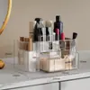 Suporte Rotativo de Pincéis de Maquiagem Dividido de Luxo Leve Criativo para Desktop Suporte para Batom Porta-Canetas de Escritório Rack de Armazenamento de Papelaria