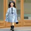 Vestido Polo de Policía Conejito para Niños Mayores de Celebridad de Internet, Nuevo Vestido Rayado Elegante de Manga Larga de Primavera