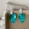 Pendientes de borla de disco con carcasa de color transparente para mujer, estilo vacacional en la playa, a la moda y modernos, pendientes elegantes