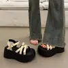 Sandalias Koreanas de Suela Gruesa para Mujer, Estilo Francés, para Aumentar la Altura, Moda de Verano 2026, Modelo Nuevo Caliente, Estilo Nuevo Súper Popular, Adecuadas para Combinar con Vestidos, Zapatos de Cuña