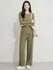 Conjunto Minimalista de Dos Piezas Estilo Miyake para Adelgazar con Top con Abertura Izquierda y Pantalones para Mujer, con Efecto de Caída, Adecuado para el Trabajo y el Uso Casual