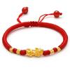 Pulseira corajosa banhada a ouro latão joia imitação ouro este ano de vida presente para casal pulseira de corda vermelha com contas de ouro tecida à mão