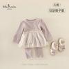 Nuevo Estilo Ropa Cómoda de Color Leche Oolong para Niñas, Conjunto de Dos Piezas con Top con Borde de Malla Cálida de Otoño y Pantalones Largos para Bebés y Niños Pequeños
