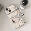 Adecuado para Apple para Transformar Instantáneamente en 18Promax Kitty Corazón de Amor Gato Kt Pulsera Espejo iPhone Teléfono Funda Blanda y Dura Personalización