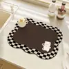 Alfombrilla de encimera de cocina absorbente y antideslizante, linda y fresca, estilo coreano ins, alfombrilla de drenaje, resistente a las manchas y fácil de limpiar, para el comedor