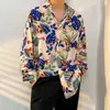 Camisa floral vintage estilo Hong Kong retrô verão havaiana rua legal solta casal manga longa camisa marca da moda outerwear top
