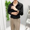 Camisa negra de manga larga para hombre, estilo Hong Kong, estilo japonés, para primavera y otoño, camisa informal de negocios de color sólido de alta calidad.