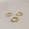Brincos Cuff com Pedras de Diamante para Mulheres, Design de Nicho de Luxo Leve, Conjunto de Três Peças, Presilhas para Cartilagem da Orelha Sem Furos, Brincos Modernos e Ecológicos, Cobre Tendência