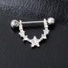 Productos transfronterizos, venta caliente, diamante, estrella de cinco puntas, clavo para pezón, joyería de perforación popular europea y americana, anillo para pezón
