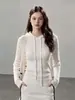 Suéter de Punto con Capucha de Color Liso Estilo Casual Ajustado para Mujer 2026 Otoño Nueva Llegada Top de Punto 9869