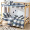 Juego de tres piezas para dormitorio individual color liso funda de edredón 150200 escuela residencial estudiantil cama litera sábana a cuadros ropa de cama para dormitorio