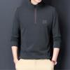 Treinta Otoño Terciopelo de Doble Cara Primavera y Otoño Cremallera Media Cuello Alto Camiseta de Manga Larga Polo Sudadera Camiseta Base para Hombre de Mediana Edad