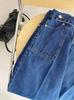 Nuevos Jeans Rectos Retro para Mujer Moda Primavera y Otoño Sueltos Corte Dipped Slim Pantalones Casuales Pequeños para Mujer para Cabello