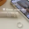 Anillo Personalizado de Plata de Ley S925 Estilo Coreano Estilo Ins con Línea Hueca en Forma de Diamante con un Acabado de Alta Gama y Diseño de Nicho para Apilar