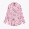 Camisa informal con estampado de satén de seda multicolor para mujer, estilo europeo y americano, otoño 8181392