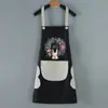 Delantal con Patrón de Conejo Floral al por Mayor Fabricante Delantal de Cocina Impermeable Resistente a las Manchas Forro Polar de Coral Secado de Manos Delantal con Cuello Halter Delantal Estilo Coreano