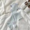 Calcetines de mujer para primavera y verano con estampados florales geométricos, calcetines hasta la pantorrilla combinados con zapatos pequeños de cuero, calentadores de piernas sin pie versátiles
