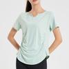 Ropa de yoga de talla grande para mujer, ropa deportiva de secado rápido, top deportivo, entrenamiento de pilates, ropa de manga corta, camiseta para correr, carrera matutina