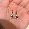 Set de Pendientes y Anillo de Girasol y Rubí de Plata de Ley S925 para Mujer, Estilo Vintage de Lujo Ligero con un Toque de Alta Gama, Popular en Xiaohongshu