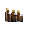 Botella de aceite esencia color té de 5 ml ~ 50 ml botella con gotero marrón color marrón botella cosmética botella de vidrio para rellenar en stock
