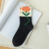 Calcetines para Mujer Flor Pequeña Tridimensional Media Caña Flor de Tulipán Japonesa Calcetines de Algodón Pequeños Frescos Estilo Universitario Color Sólido Calcetines Modernos
