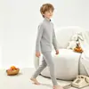 Conjunto de Roupa Íntima Térmica Escovada para Crianças, Pijama de Outono e Inverno para Meninos, Roupa de Casa para Crianças Maiores, Tops e Calças de Outono para Meninas