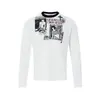 Camiseta de manga longa com estampa de personagem estilo hip-hop americano para homens, moda de rua INS casual com blocos de cor gola redonda, adequada para primavera e outono