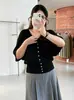 Top de punto para mujer talla grande, cuello redondo, entallado en la cintura, manga tres cuartos, otoño 2026, blusa ajustada de manga murciélago para mujer talla grande