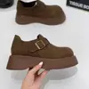 Zapatos Birkenstock de suela gruesa para mujer, colección otoño 2026, zapatos de plataforma de moda casual para punta ancha, versátiles, cómodos, mocasines retro