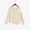 Moda Femenina Tallas Grandes Floral Hombros Descubiertos Top 2026 Invierno Elegante Suéter de Punto para Mujer 23596