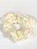 Elástico de Cabelo Scrunchie Listrado com Renda Estilo Coreano para Mulheres, Acessório de Cabelo Suave e Elegante, Elástico de Cabelo Scrunchie Estilo Coreano
