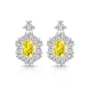 Brilho ao vivo venda quente brincos de imitação de gema colorida prata S925 brincos de tarraxa cor de ovo de pombo brincos de imitação de luxo formato de ovo Moissanite joias